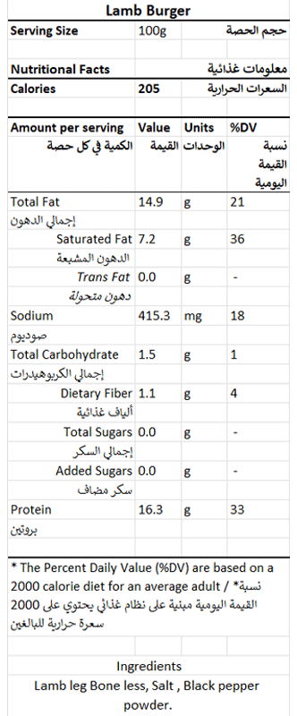 Australian Lamb Burger Frozen 500g (125g x 4)