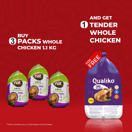 Order 3 Packs of Whole Chicken 1.1kg - Get FREE CHICKEN 1KG