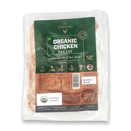 Organic Frozen Chicken Breast Boneless Skin on 750g