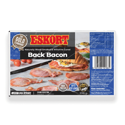 South African Smoked Rindless Pork Back Bacon Frozen 200g
