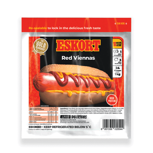 South African Pork Red Viennas Frozen 500g